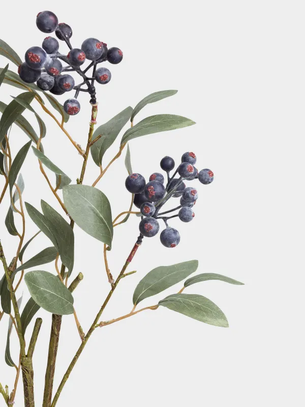 Ветка декоративная, 91 см, пенопласт/полиэстер, Синие ягоды, Blue berry, image-2