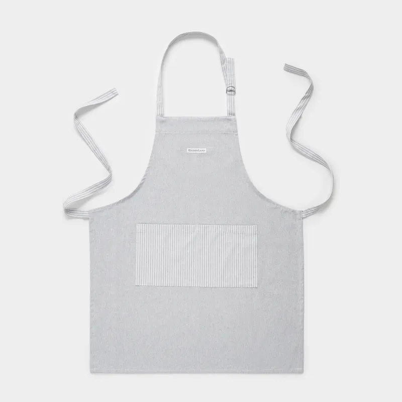 Фартук, 70x85 см, хлопок, светло-серый, Полосы, Stripe kitchen