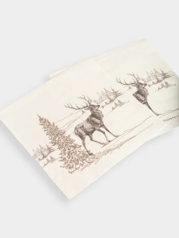 Салфетки бумажные, 33х33 см, 20 шт, Олень в лесу, Silver forest, image-3