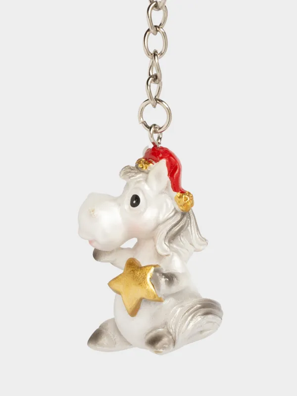 Брелок, 5 см, полирезин/металл, бронзовый, Лошадка со звездой, Horse cute, image-0