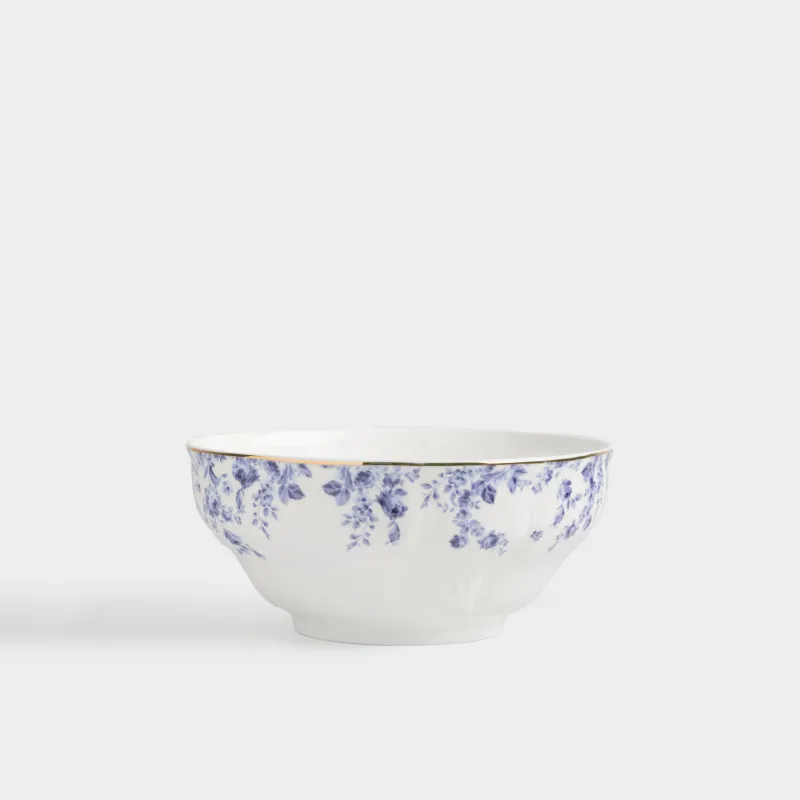 Салатник, 16x7 см, 720 мл, фарфор F, белый, с золотистым кантом, Цветы гжель, Tradition Easter