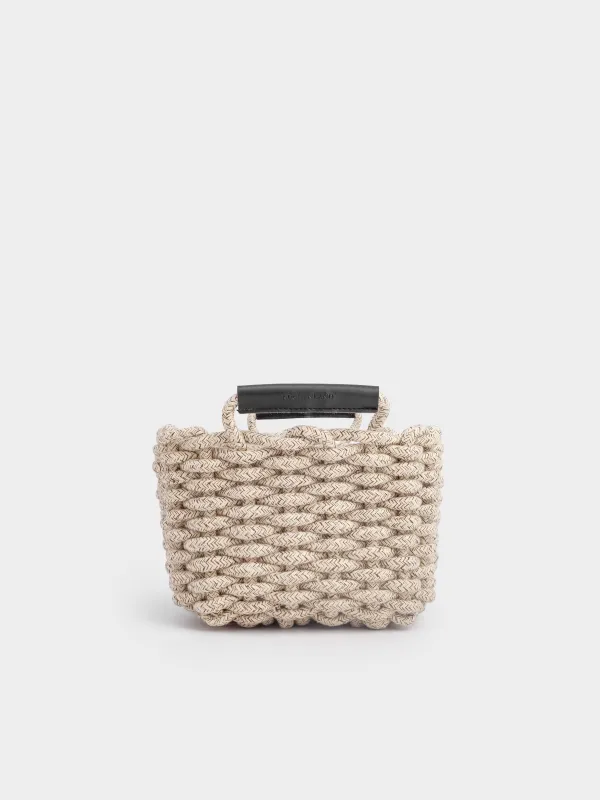 Корзина для хранения, 30х23х18 см, хлопок/полиэстер, прямоугольная, бежево-серая, Cozy striped, image-3