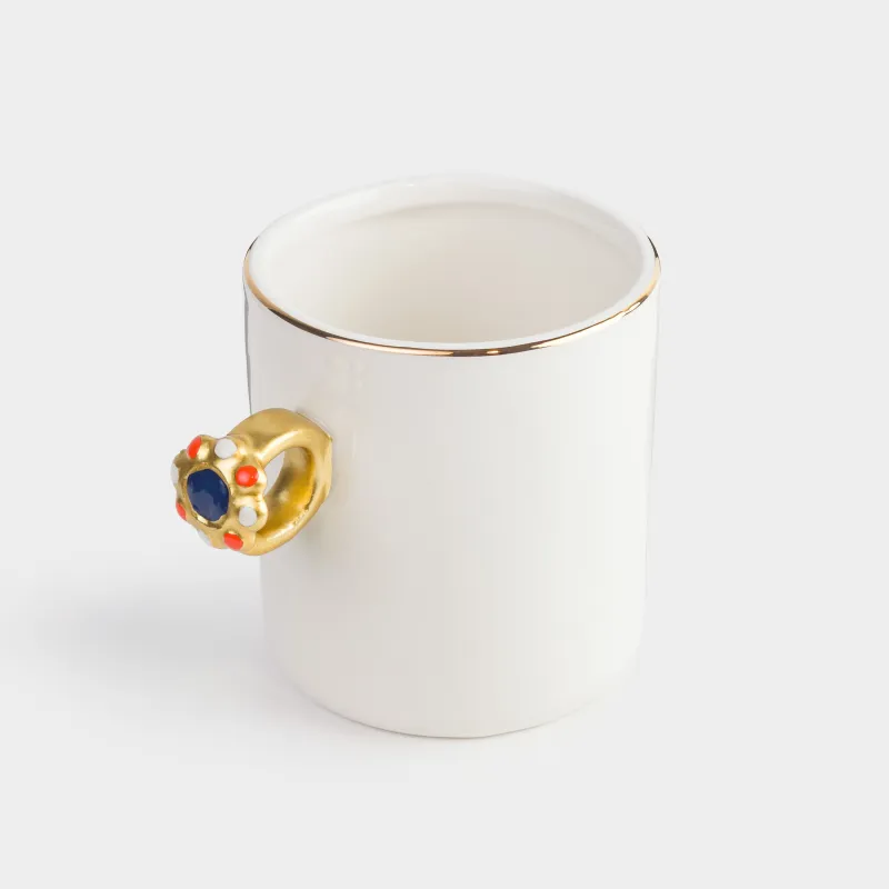 Кружка, 390 мл, керамика, молочная, с золотистым кантом, Кольцо, Sicily, image-1