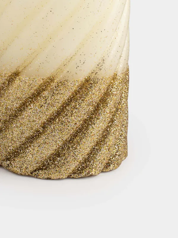 Свеча, 8х10 см, цилиндрическая, с блестками, Spiral shape, image-3