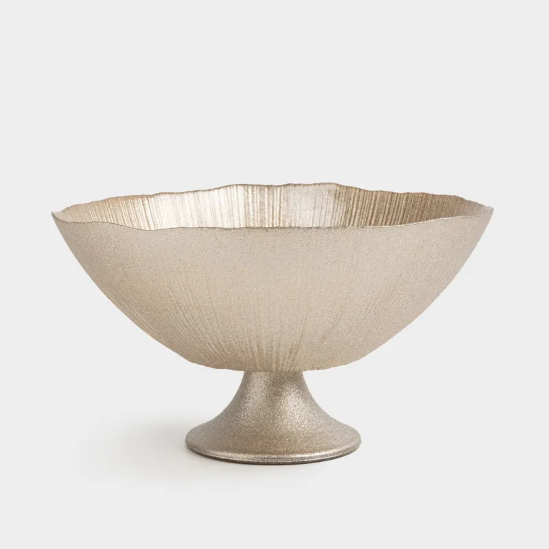 Ваза для фруктов, 24х14 см, на ножке, стекло, шампань, Angle