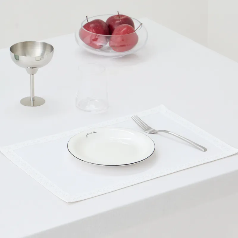 Салфетка под приборы, 30х45 см, с покрытием PU, полиэстер/вискоза/лен, белая, Кружево, Comely lace