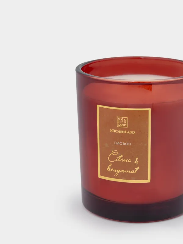 Свеча ароматическая, 9 см, в подсвечнике, стекло, янтарная, Citrus and Bergamot, Emotion, image-2