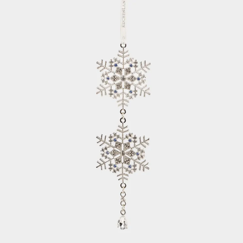 Игрушка елочная, 8 см, металл/стразы, серебристая, Снежинки, Figure christmas