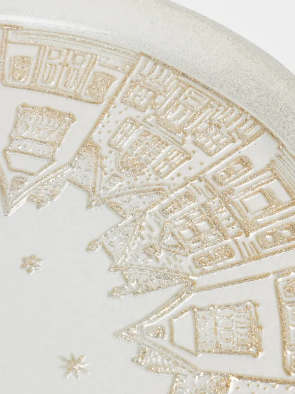 Блюдо, 31х2 см, стекло, молочное/шампань, Дома, Houses pattern, image-4