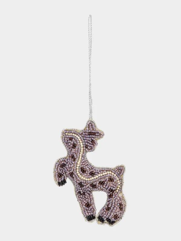 Игрушка елочная, 10 см, бисер/полифилл, бронзово-коричневая, Олень, Beads figure, image-1