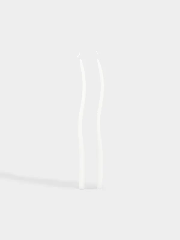 Свеча, 24 см, 2 шт, тонкая, молочная, Волнистая, Shape candle, image-0