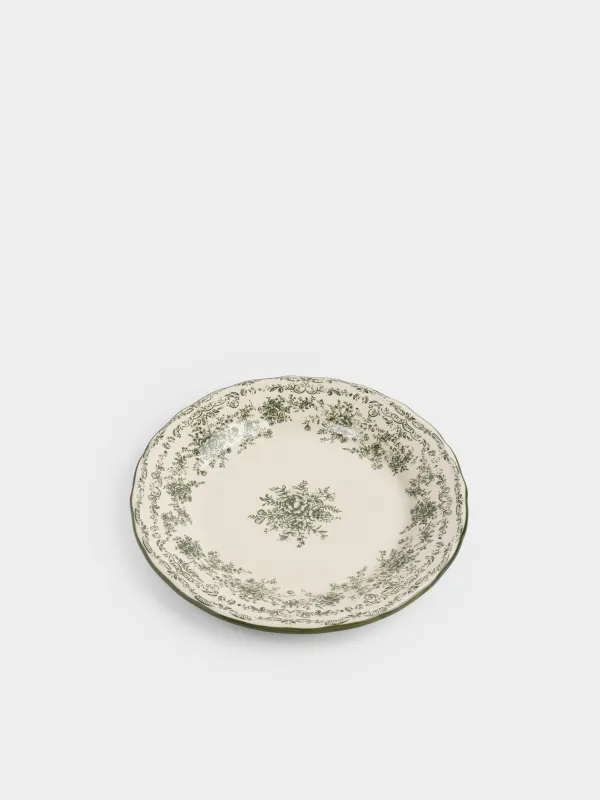 Тарелка обеденная, 28 см, фарфор P, молочная, Зеленые цветы, Green lace, image-2