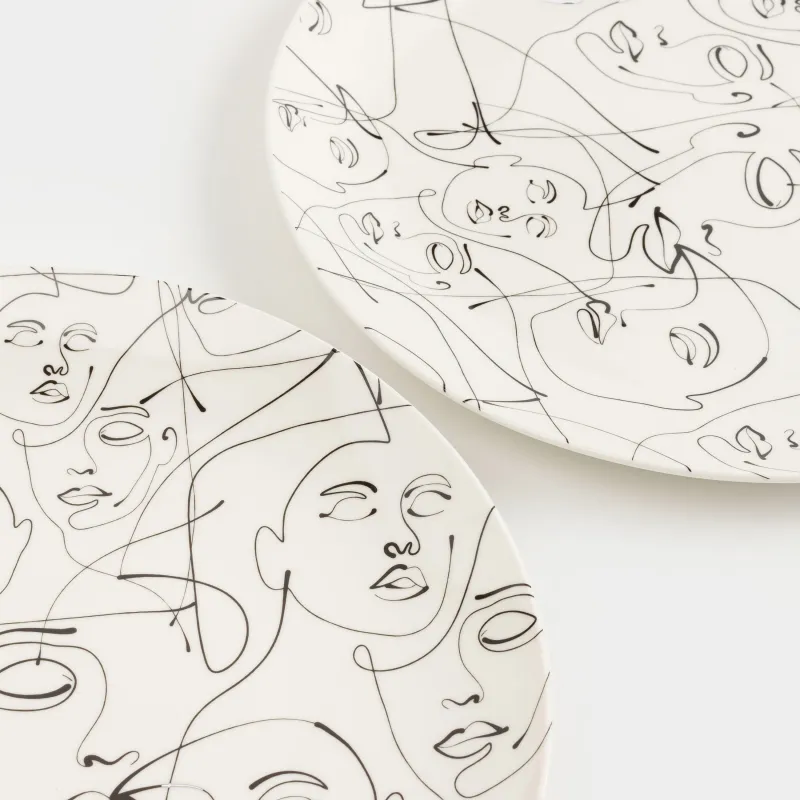 Тарелка обеденная, 27 см, 2 шт, фарфор N, молочная, Абстрактные лица, Face, image-4