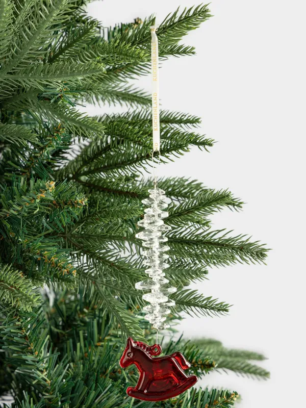Игрушка елочная, 16 см, стекло, красная, Подвеска с лошадью, Ice crystal, image-2