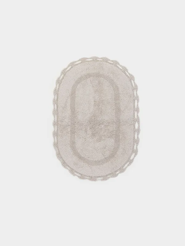Коврик, 60x100 см, овальный, хлопок, бежевый, Кружево, Knit, image-0