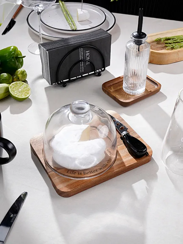 Набор для сыра, 3 пр, доска-блюдо/купол, сталь/дерево/стекло, Noble tree, image-9