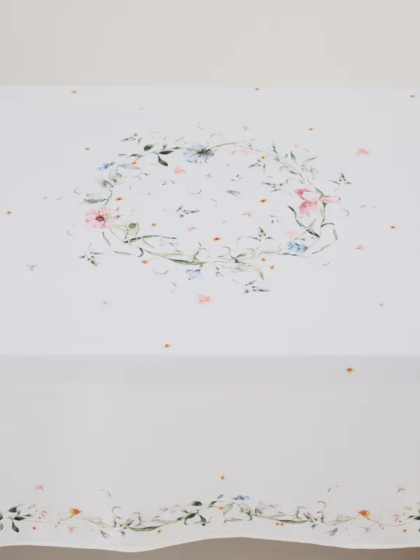 Скатерть, 170х250 см, полиэстер, белая, Кролики и цветы, Rabbits in flower, image-4