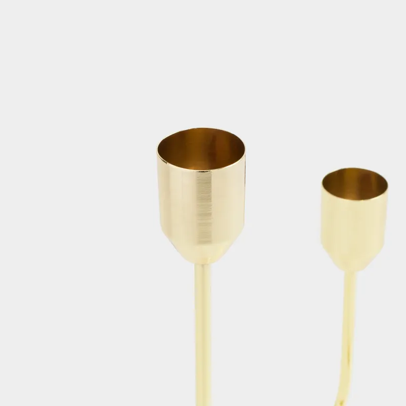 Подсвечник, 22 см, 2 тонкие свечи, сталь, золотистый, Twist gold, image-2