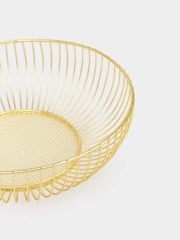 Корзина для фруктов, 25 см, металл, золотистая, Twist gold, image-2