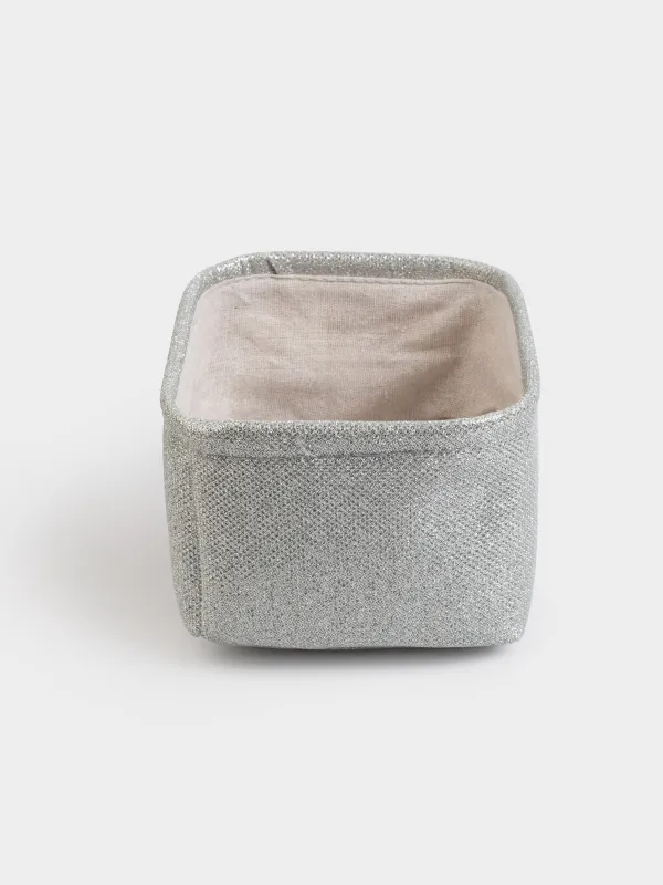 Корзина для хранения, 20x15x10 см, полиэстер, прямоугольная, серебристая, Ideally, image-2