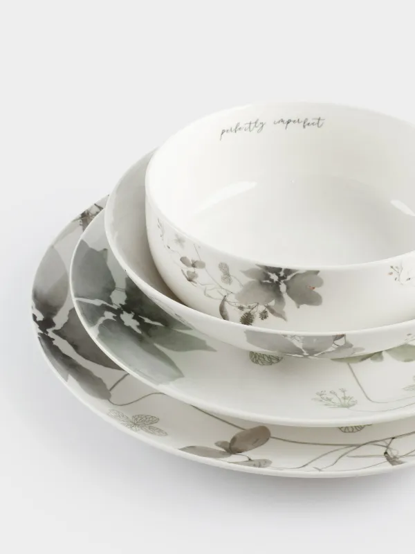 Сервиз обеденный, 6 перс, 19 пр, фарфор N, Серые цветы, Watercolor, image-5
