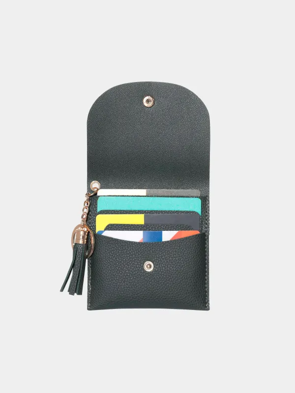 Кошелек женский, 10х10 см, на кнопке, с кисточкой, полиуретан, зеленый, Memo, image-2