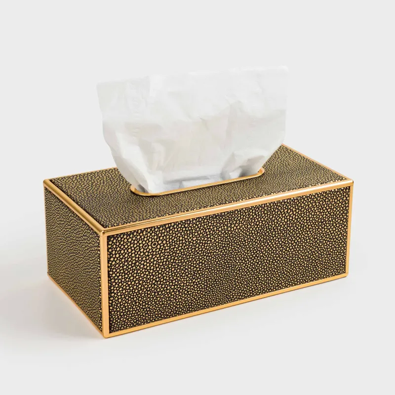 Бокс для бумажных салфеток, 25х14 см, пластик/искусственная кожа, черно-золотистый, Leather trend, image-8