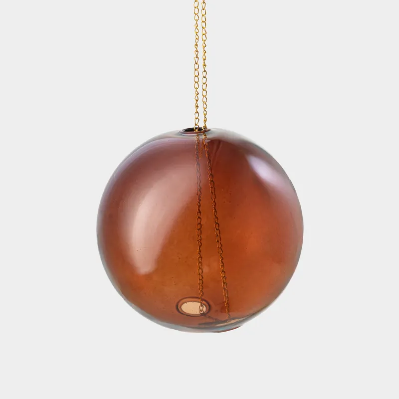 Игрушка елочная, 8х23 см, стекло/металл, коричневая, Шар на цепи, Ball christmas