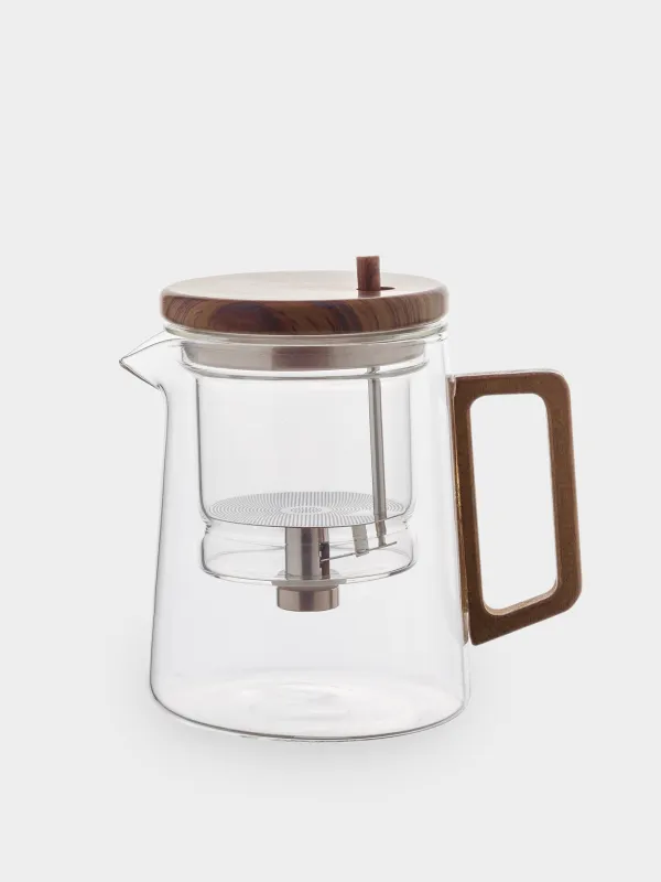 Чайник заварочный, 600 мл, стекло Б/дерево, Walnut tree, image-1