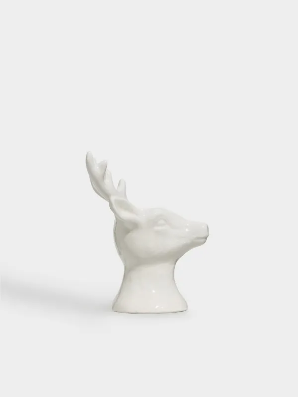 Подсвечник, 7x11 см, для тонкой свечи, керамика D, белый, Олень, Forest deers, image-1