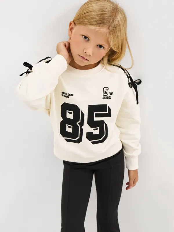 Свитшот детский, для девочек, молочный, Romana, image-0
