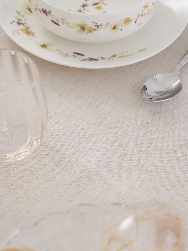 Скатерть, 170х250 см, полиэстер/лен, бежевая, Кролик в цветах, Bunny in flowers, image-2