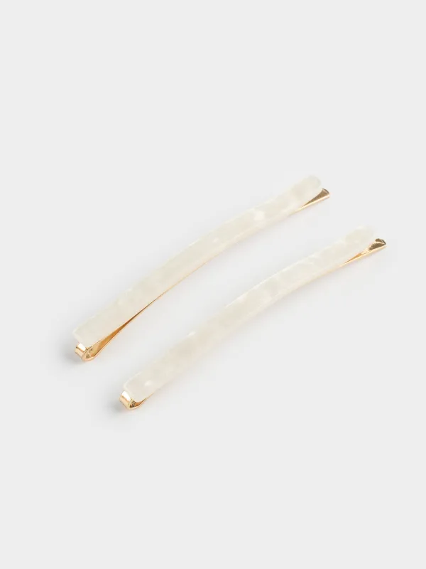 Заколка для волос, 8 см, 2 шт, акрил/металл, перламутр, Гламур, Glam, image-1