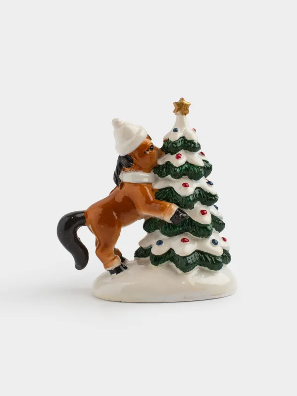 Статуэтка, 8 см, полирезин, молочно-коричневая, Лошадка с елкой, Horse christmas, image-4