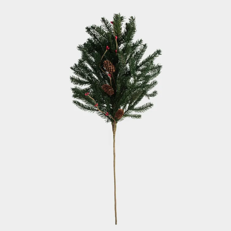 Ветка декоративная, 60 см, дерево/пенопласт, хвойный аромат, Бордовые ягоды и шишки, Bordo berry