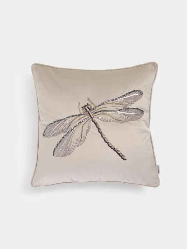 Подушка декоративная, 45х45 см, с бисером, Стрекоза, Dragonfly, image-0