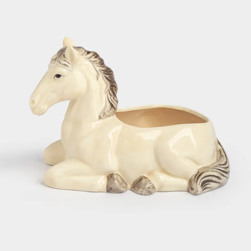 Конфетница, 26х18 см, керамика, бежево-коричневая, Конь, Natural horse