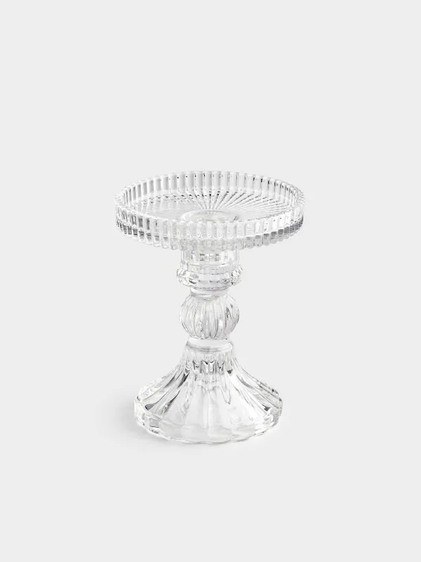 Подсвечник, 12 см, для цилиндрической/тонкой свечи, на ножке, разборный, стекло, Ribby, image-1