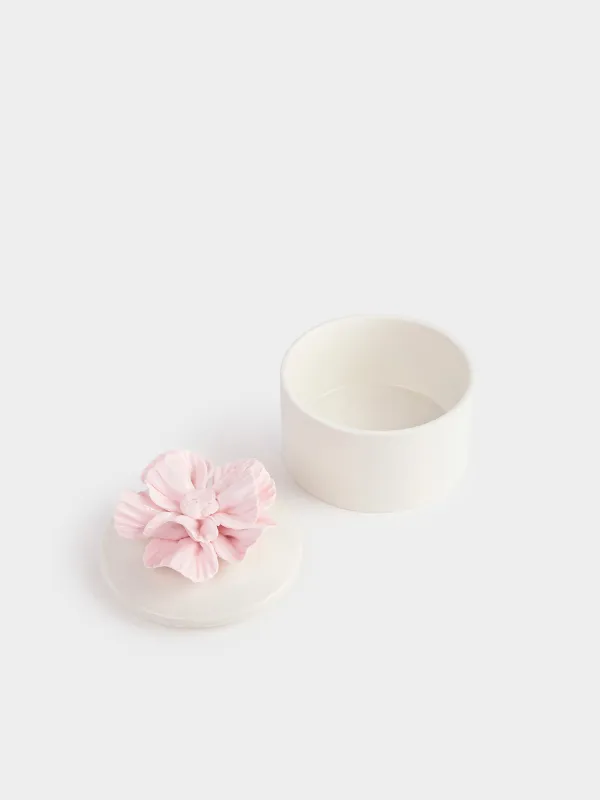 Шкатулка для украшений, 11 см, фарфор P, молочная, Цветок, Rose, image-1