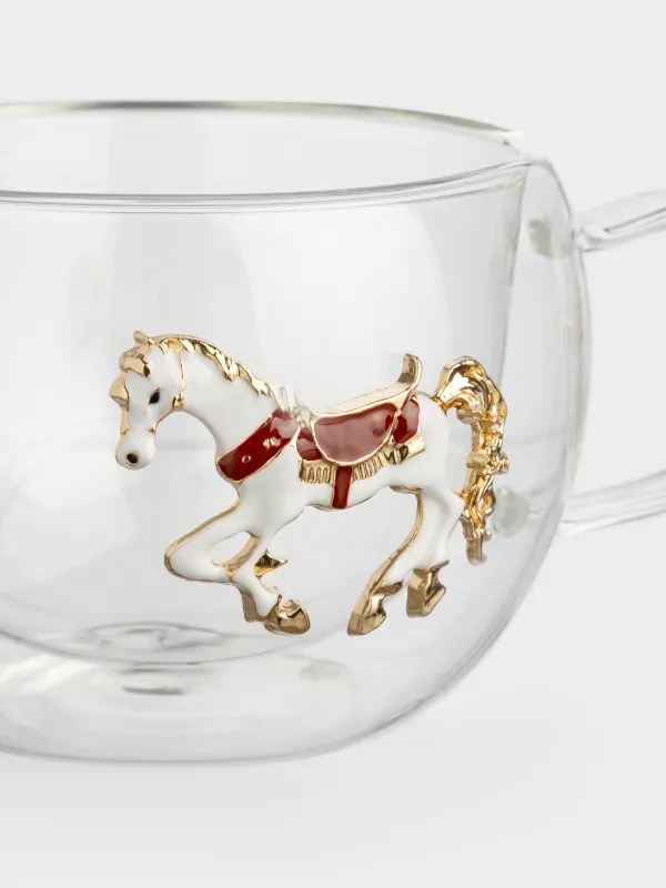 Кружка, 270 мл, 2 шт, стекло Б/металл, Лошадка, Air decor, image-2