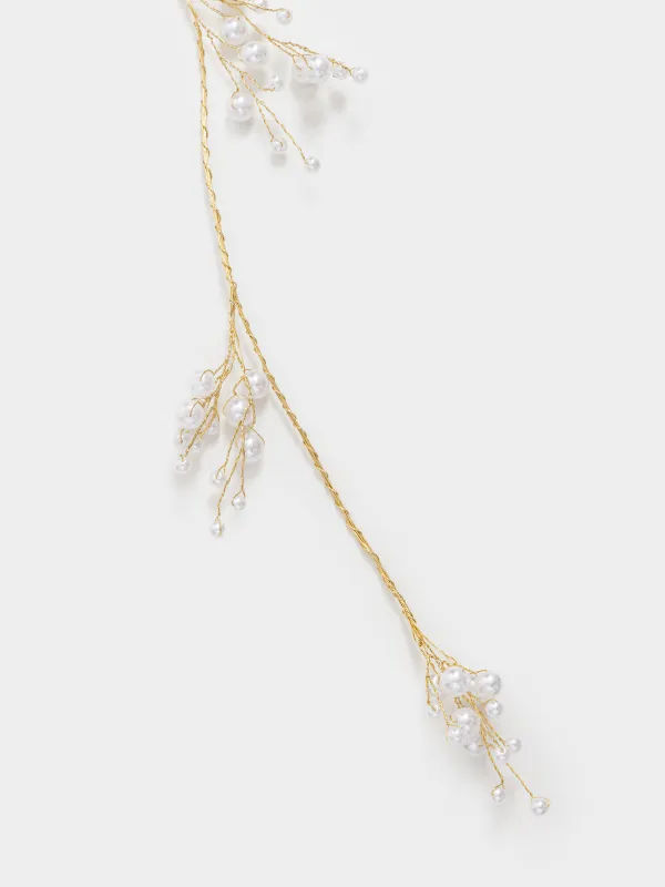 Ветка-гирлянда декоративная, 1,2 м, пластик/металл, шампань, Жемчужины, Balls decor, image-3