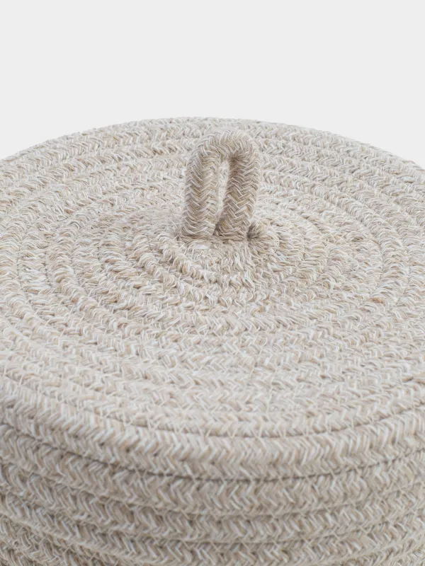 Корзина для хранения, с крышкой, молочная, Tote, image-1