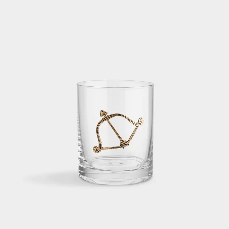 Стакан для виски, 10 см, 340 мл, стекло/металл, золотистый, Стрелец, Zodiac