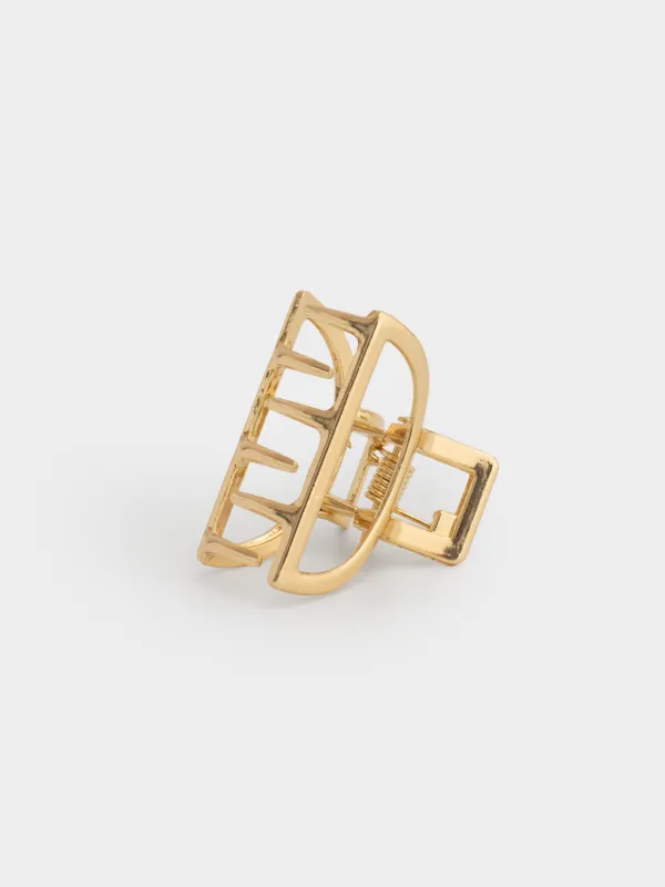 Заколка для волос, 3 см, металл, золотистая, Крабик, Fantastic gold, image-1