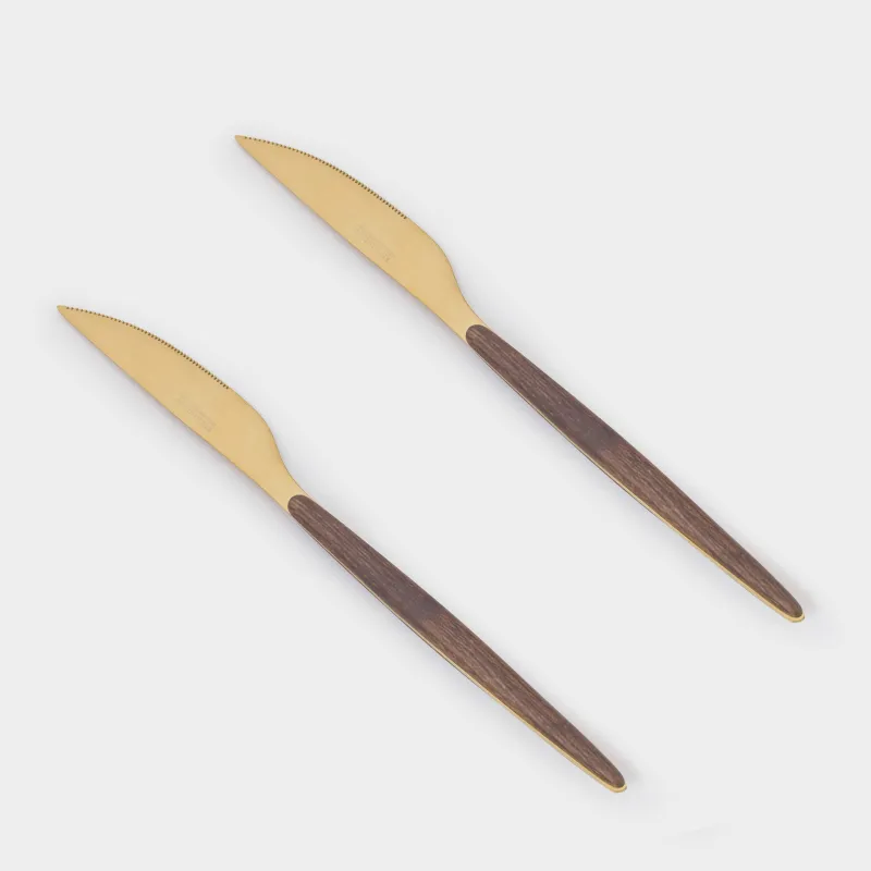 Нож столовый, 2 шт, сталь/пластик, золотисто-коричневый, матовый, Oslo gold