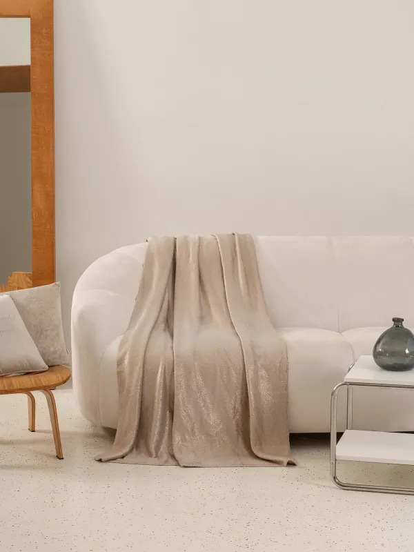 Плед, 130х170 см, фланель/люрекс, бежево-золотистый, Flannel, image-5