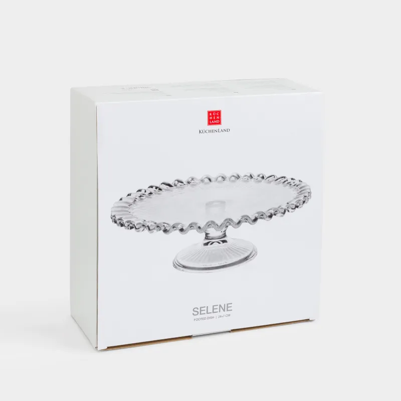 Блюдо на ножке, 24х7 см, круглое, стекло, Selene, image-4