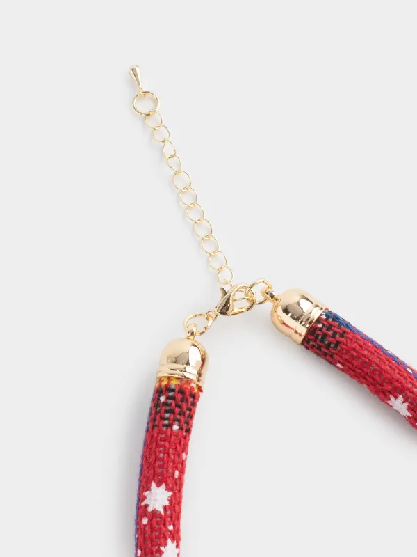 Ошейник для животных, 25/30 см, декоративный, полиэстер/металл, красный, Венок, Christmas pet, image-3