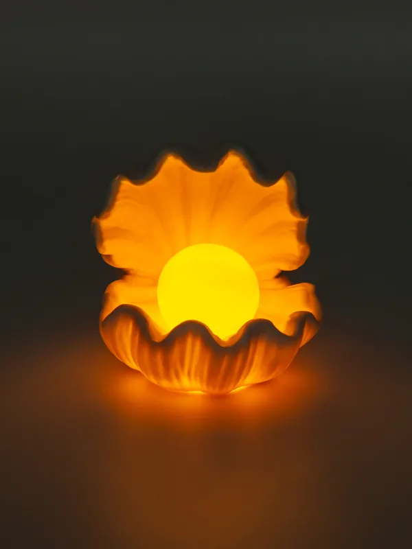 Светильник декоративный, 10х11 см, фарфор P, белый, Ракушка с жемчужиной, Tridacna, image-8