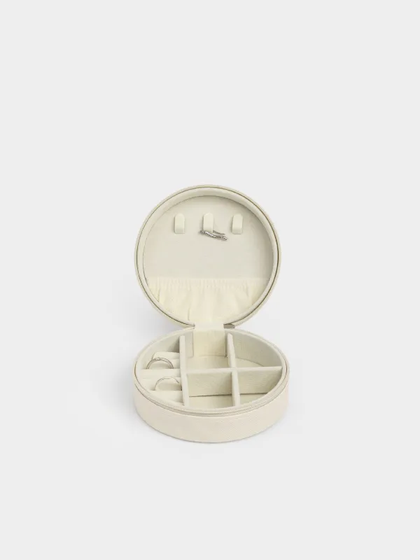 Шкатулка для украшений, 10 см, искусственная кожа, молочная, Premiere small, image-2